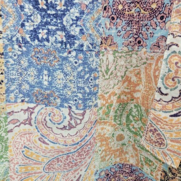 Rachel Zoe Womens Linen Multicolor Paisley Patchwork Wide-Leg Pants Sz L Boho - Picture 4 of 14